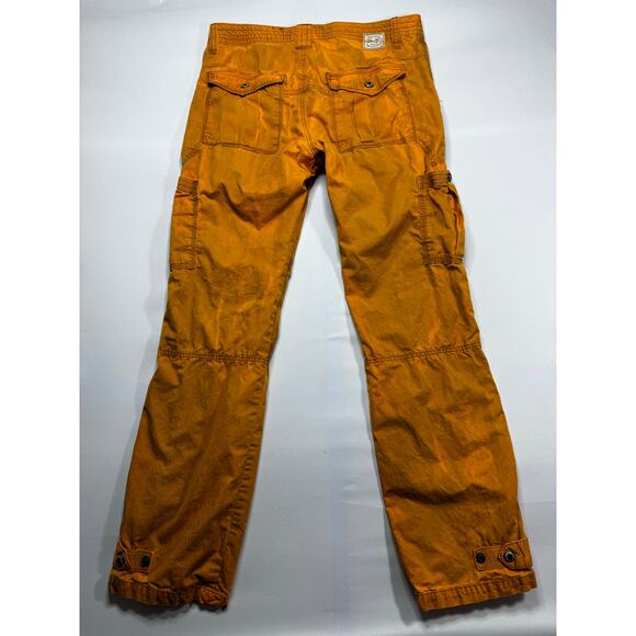 Akoo Brand Men's Straight Leg Distressed Orange Cargo Pants - Size 34x34 - Picture 3 of 6
